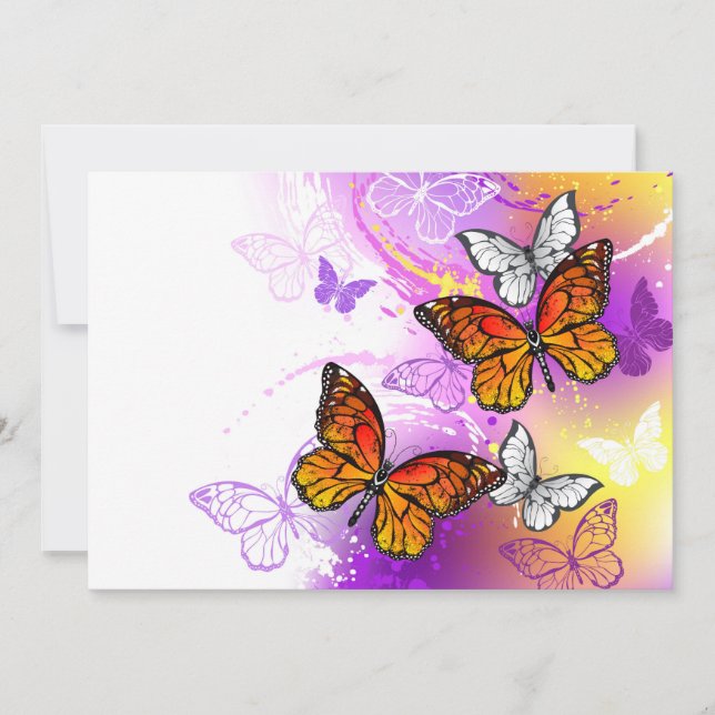 Monarch Butterflies on Lila Background Inbjudningar (Framsida)