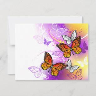 Monarch Butterflies on Lila Background Inbjudningar