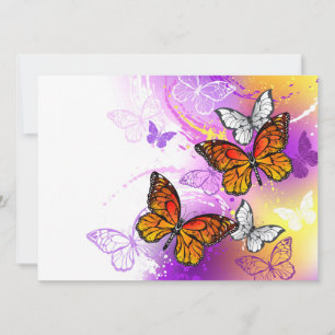 Monarch Butterflies on Lila Background Julkort