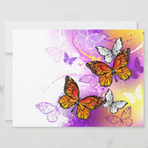 Monarch Butterflies on Lila Background Julkort