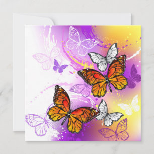 Monarch Butterflies on Lila Background Julkort