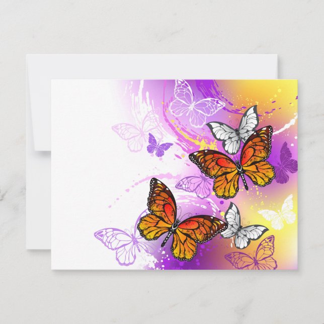 Monarch Butterflies on Lila Background Julkort (Framsida)