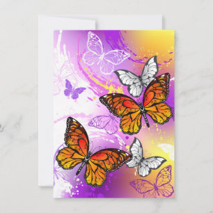 Monarch Butterflies on Lila Background Julkort
