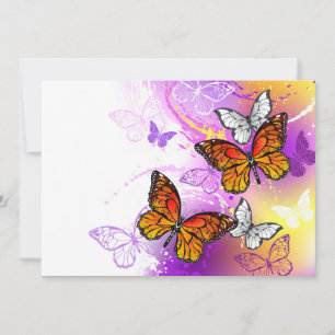 Monarch Butterflies on Lila Background Julkort