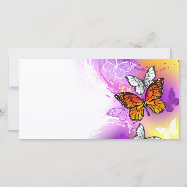 Monarch Butterflies on Lila Background Julkort (Framsida)