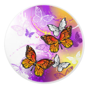 Monarch Butterflies on Lila Background Knopp