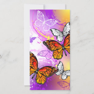 Monarch Butterflies on Lila Background Kort