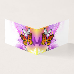 Monarch Butterflies on Lila Background Kort