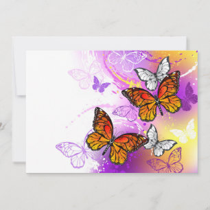 Monarch Butterflies on Lila Background Kort