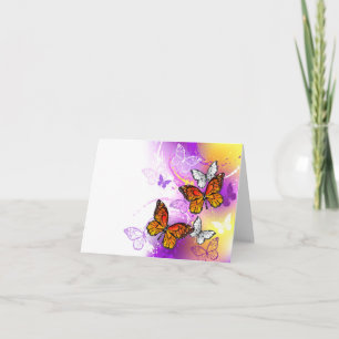 Monarch Butterflies on Lila Background Kort
