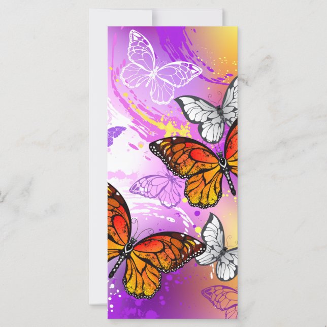 Monarch Butterflies on Lila Background Kort (Framsida)
