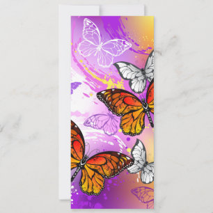 Monarch Butterflies on Lila Background Kort