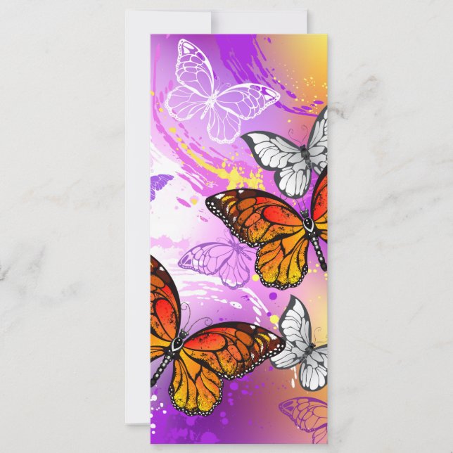 Monarch Butterflies on Lila Background Kort (Framsida)