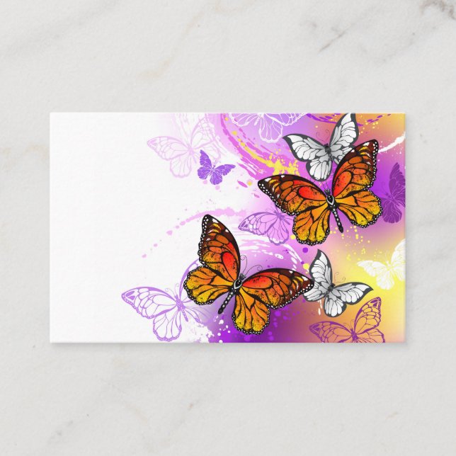 Monarch Butterflies on Lila Background Lojalitetskort (Framsida)