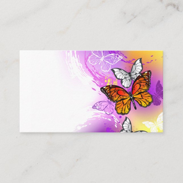 Monarch Butterflies on Lila Background Lojalitetskort (Framsida)
