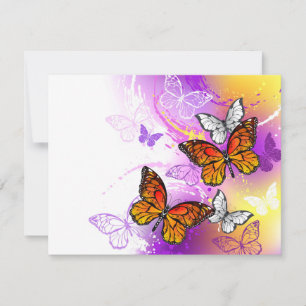 Monarch Butterflies on Lila Background Meddelande