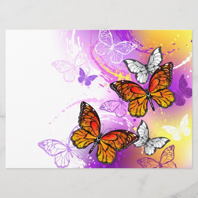Monarch Butterflies on Lila Background Meny (Framsida)