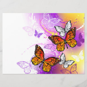 Monarch Butterflies on Lila Background Meny