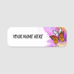 Monarch Butterflies on Lila Background Namnbricka