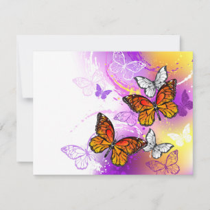 Monarch Butterflies on Lila Background OSA Kort