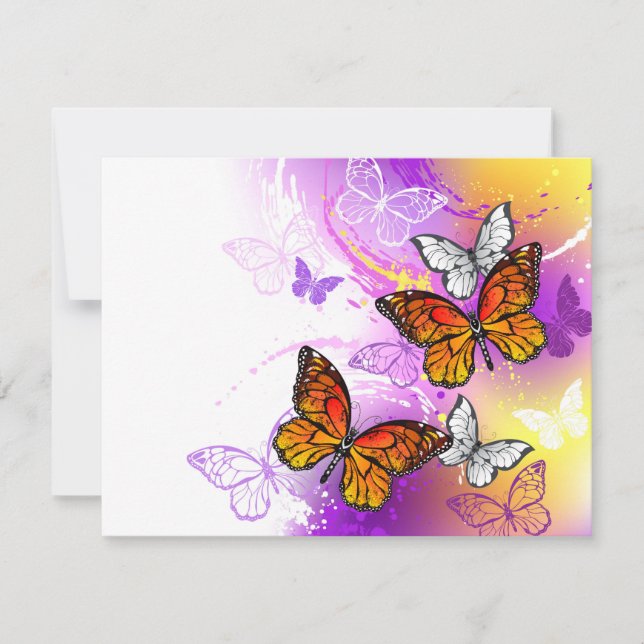 Monarch Butterflies on Lila Background OSA Kort (Framsida)