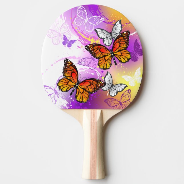 Monarch Butterflies on Lila Background Pingisracket (Framsidan)