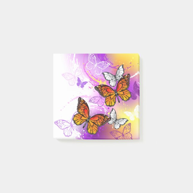 Monarch Butterflies on Lila Background Post-it Block (Framsida)