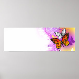 Monarch Butterflies on Lila Background Poster