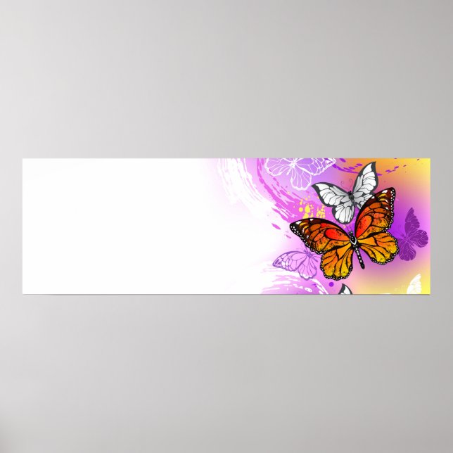 Monarch Butterflies on Lila Background Poster (Framsidan)