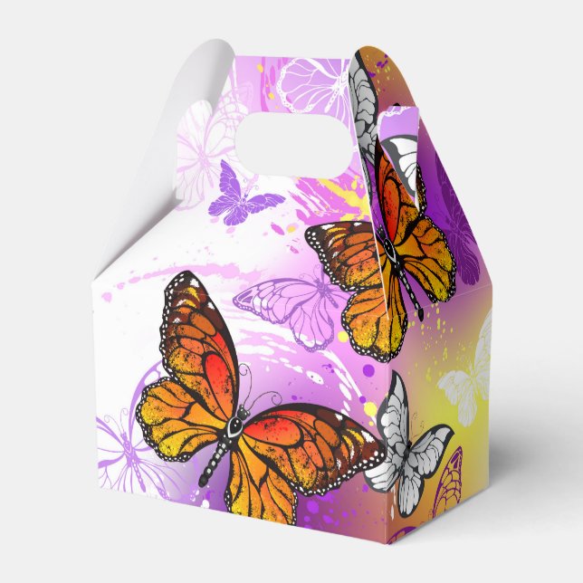 Monarch Butterflies on Lila Background Presentaskar (Framsidan Sidan)