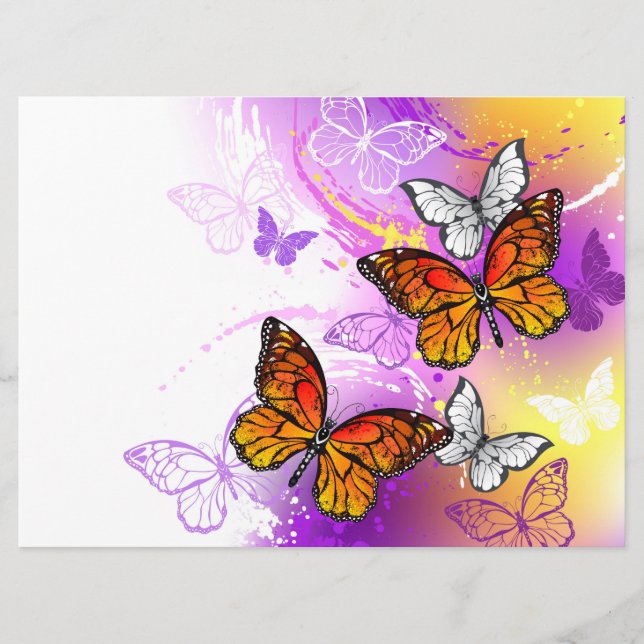 Monarch Butterflies on Lila Background Program (Framsida)