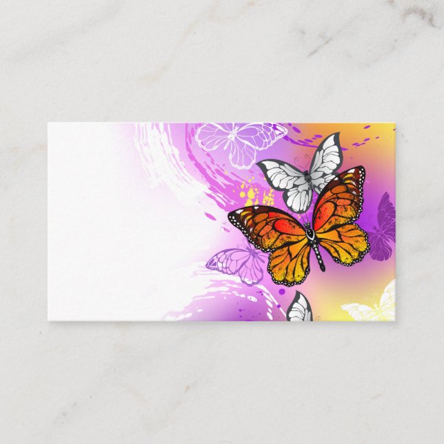 Monarch Butterflies on Lila Background Rabattkort (Framsida)