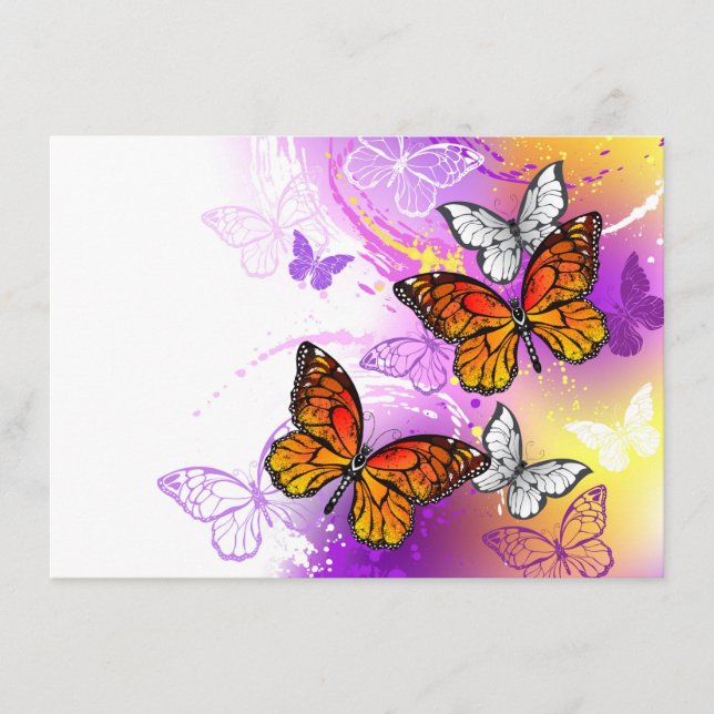 Monarch Butterflies on Lila Background Rådkort (Framsida)