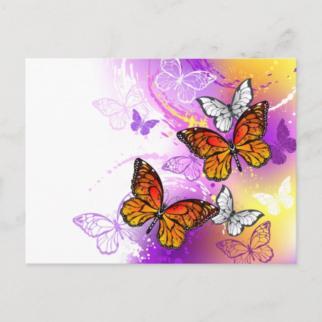 Monarch Butterflies on Lila Background Rådkort (Framsida)