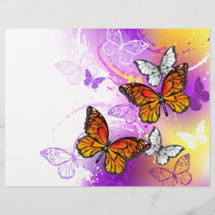 Monarch Butterflies on Lila Background Reklamblad