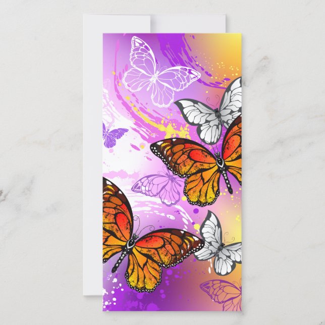 Monarch Butterflies on Lila Background Spara Datumet (Framsida)