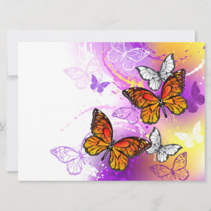 Monarch Butterflies on Lila Background Spara Datumet