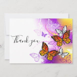 Monarch Butterflies on Lila Background Tack Kort