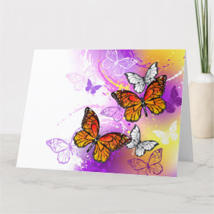 Monarch Butterflies on Lila Background Tack Kort