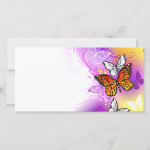 Monarch Butterflies on Lila Background Tack Kort