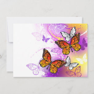 Monarch Butterflies on Lila Background Tack Kort