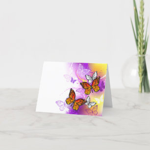 Monarch Butterflies on Lila Background Tack Kort