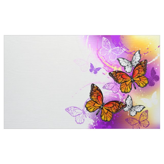 Monarch Butterflies on Lila Background Tyg (Yard)