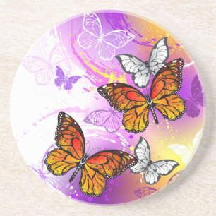 Monarch Butterflies on Lila Background Underlägg