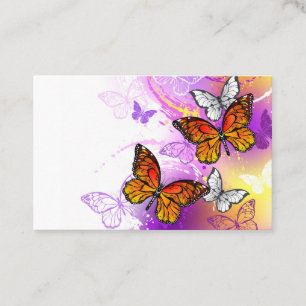Monarch Butterflies on Lila Background Visitkort