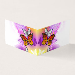 Monarch Butterflies on Lila Background Visitkort