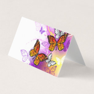 Monarch Butterflies on Lila Background Visitkort