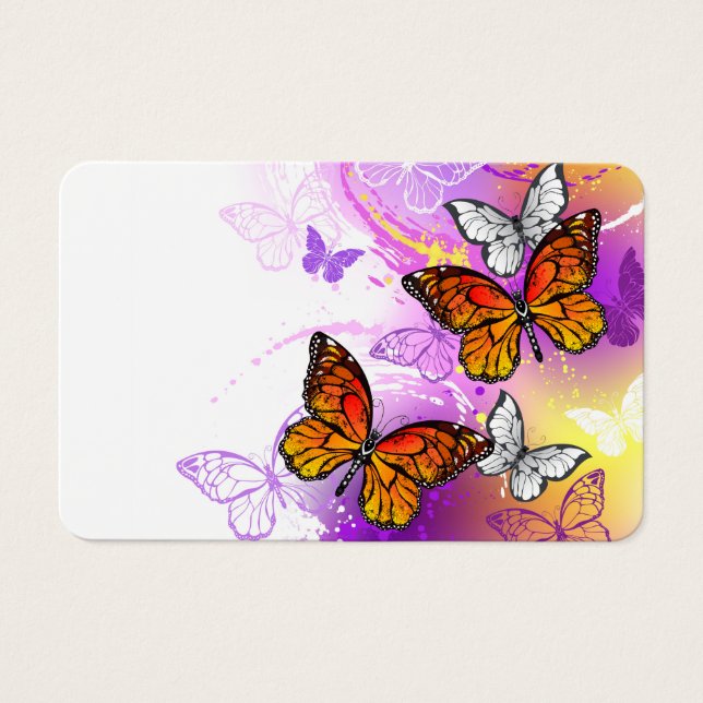 Monarch Butterflies on Lila Background Visitkort (Framsida)