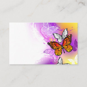 Monarch Butterflies on Lila Background Visitkort