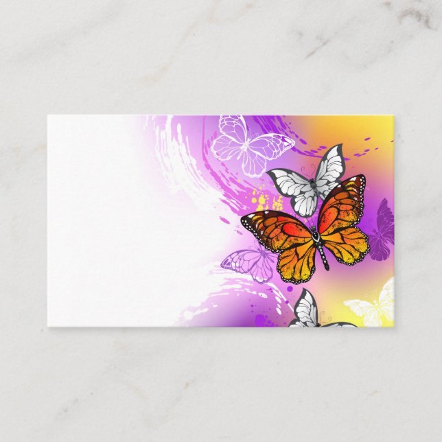 Monarch Butterflies on Lila Background Visitkort (Framsida)